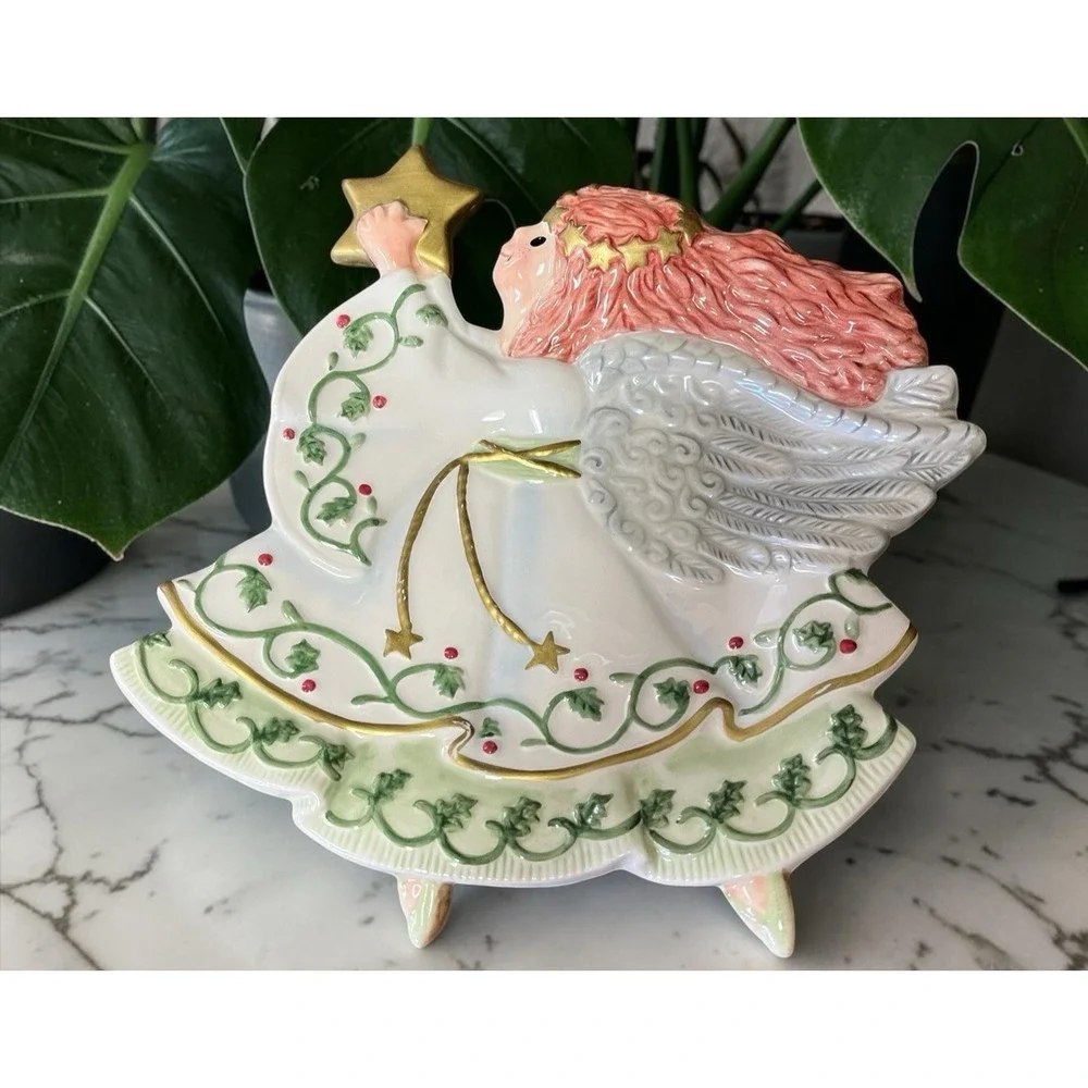 Fitz & Floyd Essentials Moonbeams Angel Canape Serving Decorative Plate 2003 Vtg